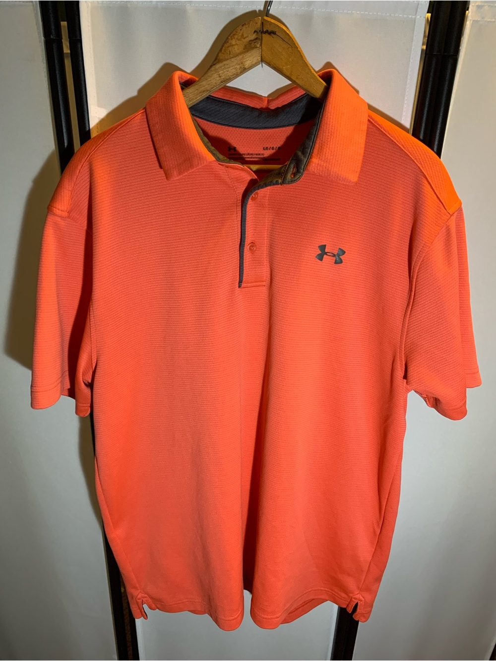 Under Armour Bright Orange Men’s Polo with Gray Logo Trim